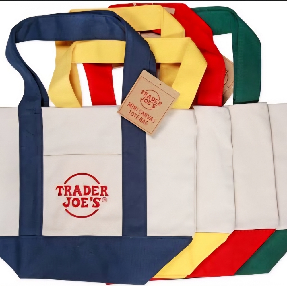 4 Pack Trader Joe's Mini Canvas Tote Bag - NEW!
